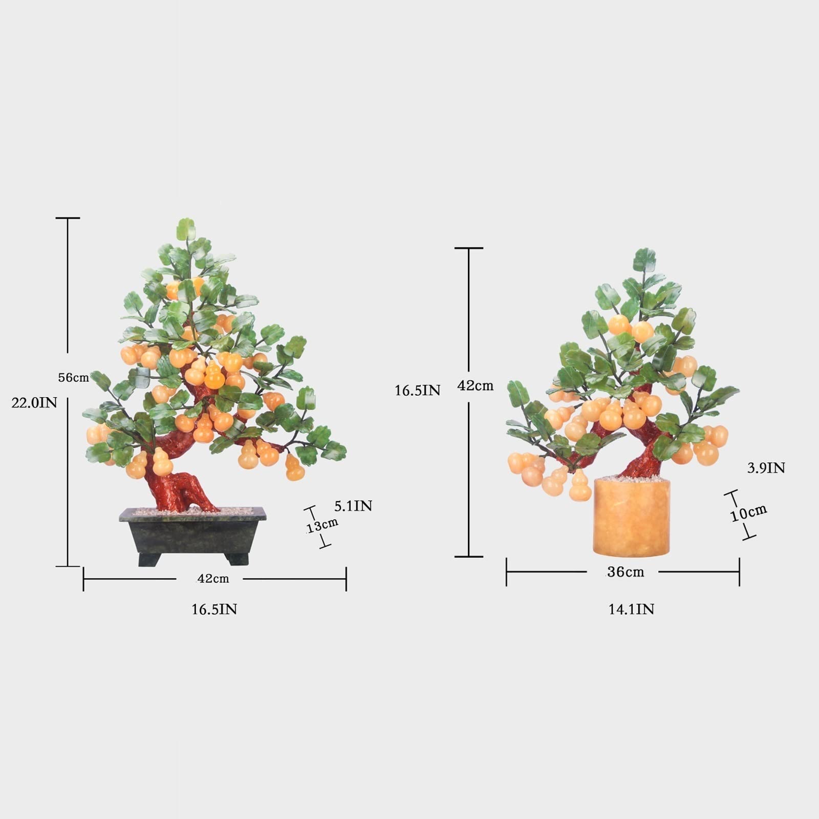 Albero Bonsai Artificiale Bonsai Artificiale Intaglio di Giada Zucca di Giada Bonsai Tavolo Display Feng Shui Ornamenti di Buon auspicio Interni Casa Ornamenti Bonsai Display da Tavolo Pianta Finta