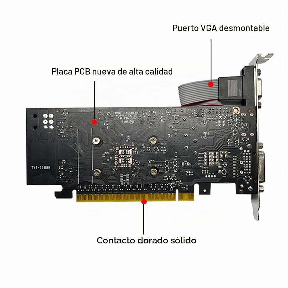 Geforce GTX 750 Ti Tarjeta gráfica, 4GB GDDR5 128-bit, DVI, HDMI, VGA, Perfil bajo, Tarjeta de Video para PC, GPU, PCI Express x16