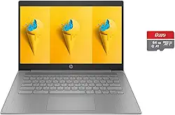 HP Laptop Chromebook HD de 14 polegadas para estudantes e empresas, processador Intel Celeron N4120, 4 GB de RAM, 128 GB de armazenamento (64 GB eMMC + memória flash 5ave 64 GB), Wi-Fi, Bluetooth,