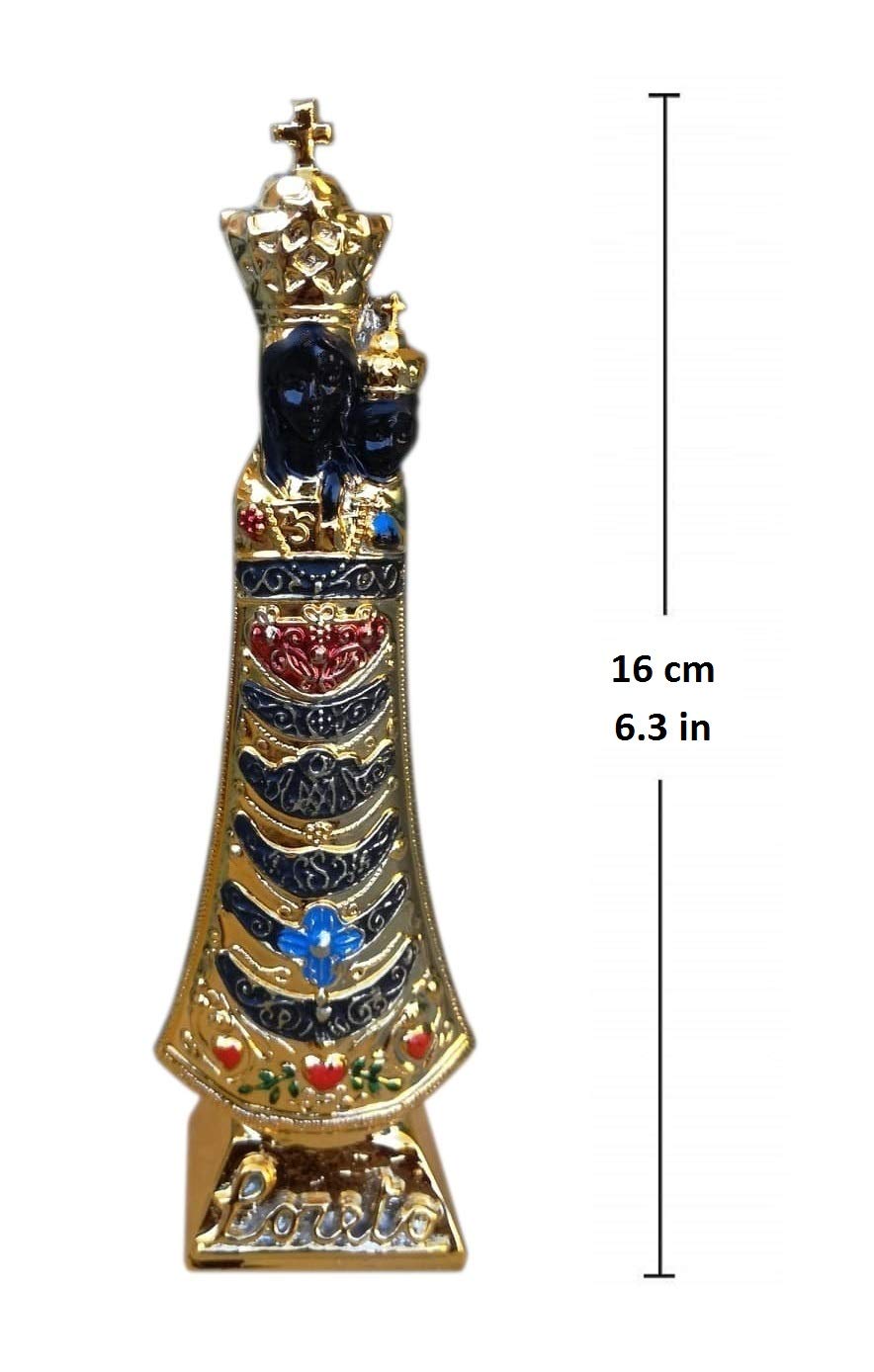 Eurofusioni Statua Madonna di Loreto Dorata e Dipinta a Mano – Madonna Nera con Bambino - H 16 cm