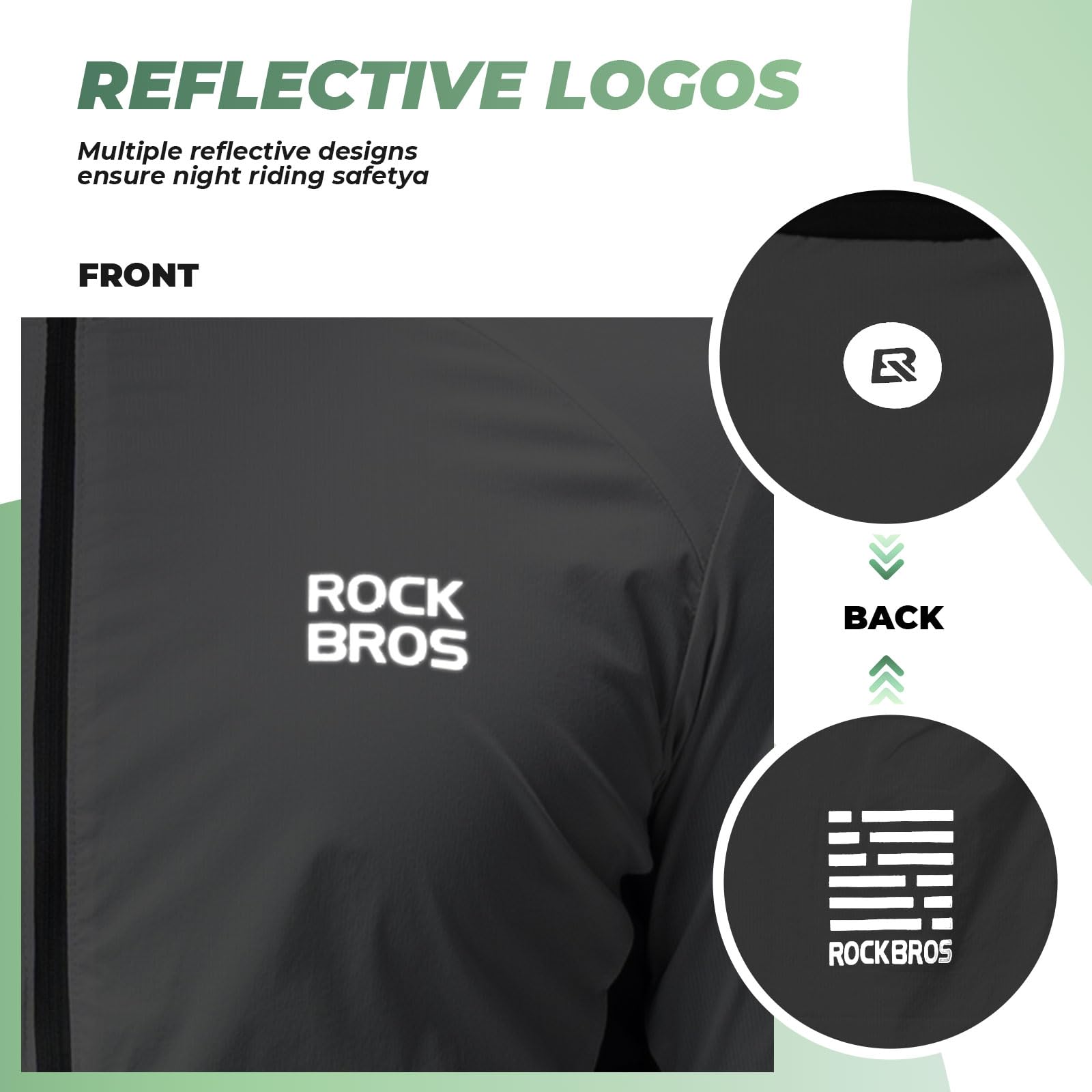 ROCKBROS Chaqueta Cortavientos Ciclismo para Hombre, Ropa Deportiva Transpirable Ligera con Bolsillos para Senderismo Exteriores al Aire Libre, Gris