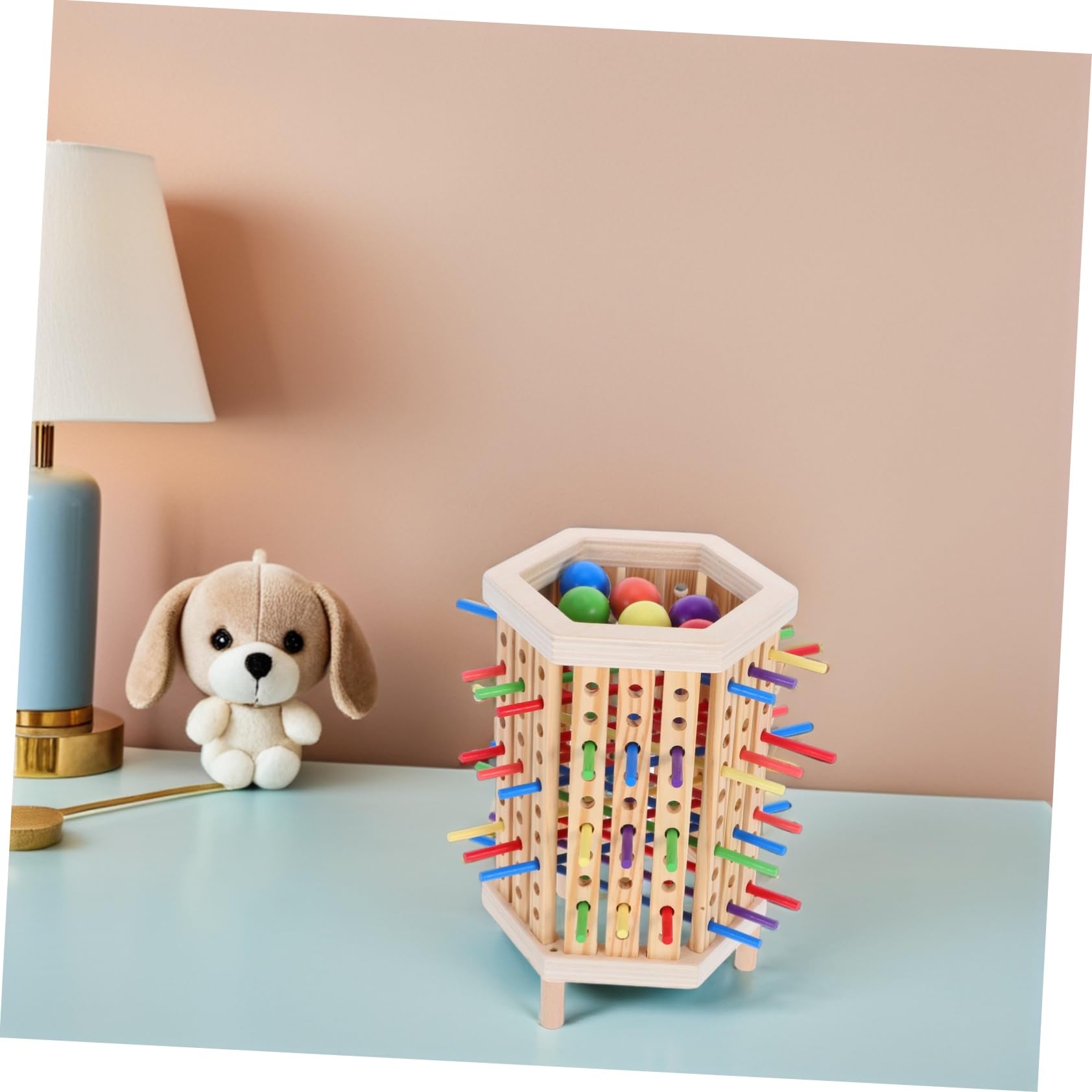 Montessori de Tablero de Madera con Palitos Coloridos Apilables Juguetes Educativos para Desarrollo Cognitivo y Habilidades Motoras para Niñas Aprendizaje de Matemáticas