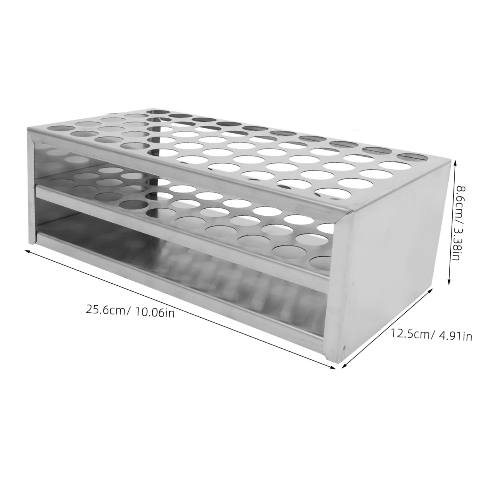 KICHOUSE Sturdy Stainless Steel Test Tube Rack 50-Slot Holder Space-Saving Lab Storage