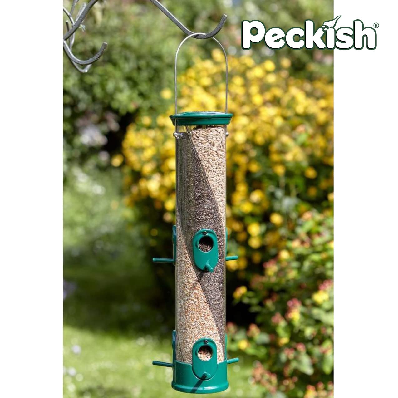 Gardman Peckish 60053042 - Mangiatoia a 3 semi, per tutte le stagioni, verde, altezza 47,6 cm