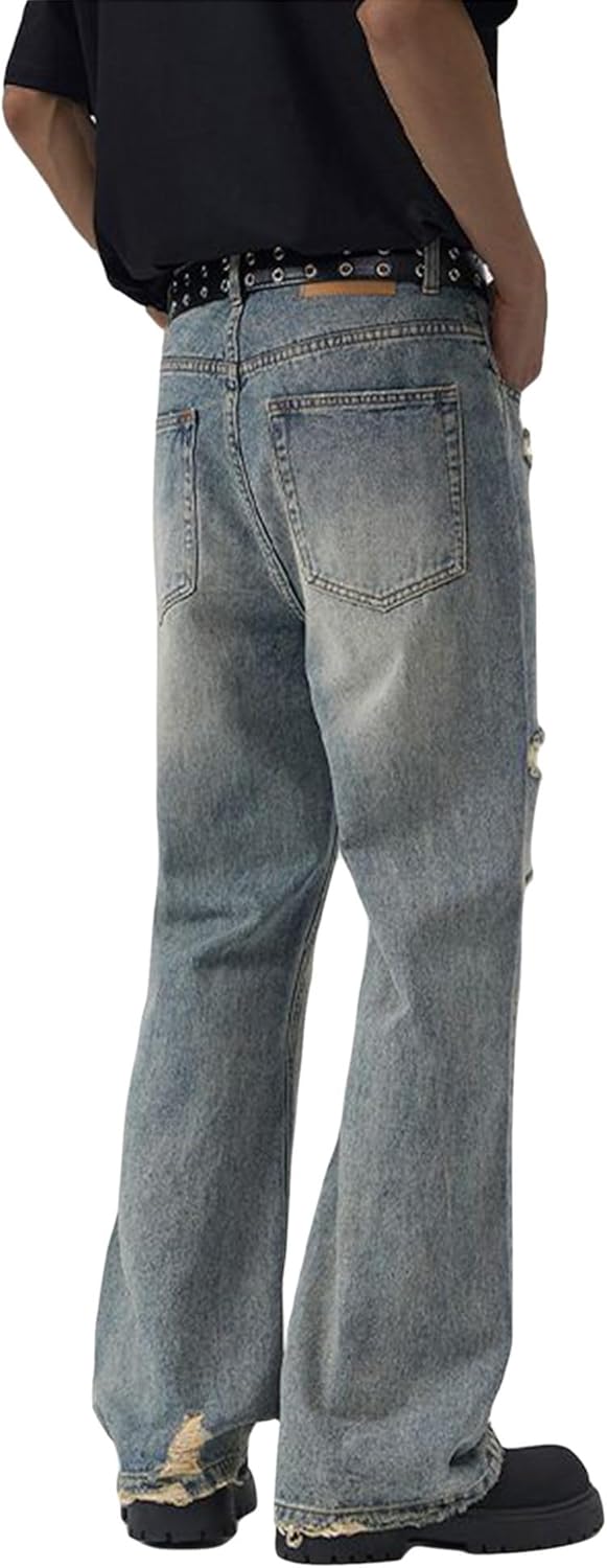 TEGIAS Baggy Jeans for Men Colorful Flared Jeans Loose Fit Stylish Casual Wear Comfortable Denim - Image 3
