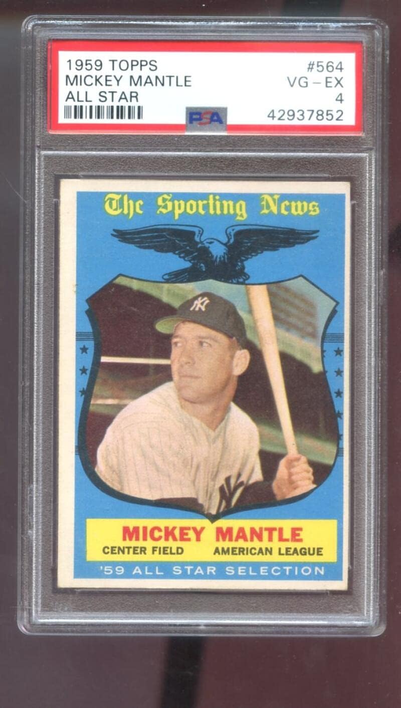 1959 Topps #564 Mickey Mantle All-Star The Sporting News PSA 4 Graded Card MLB