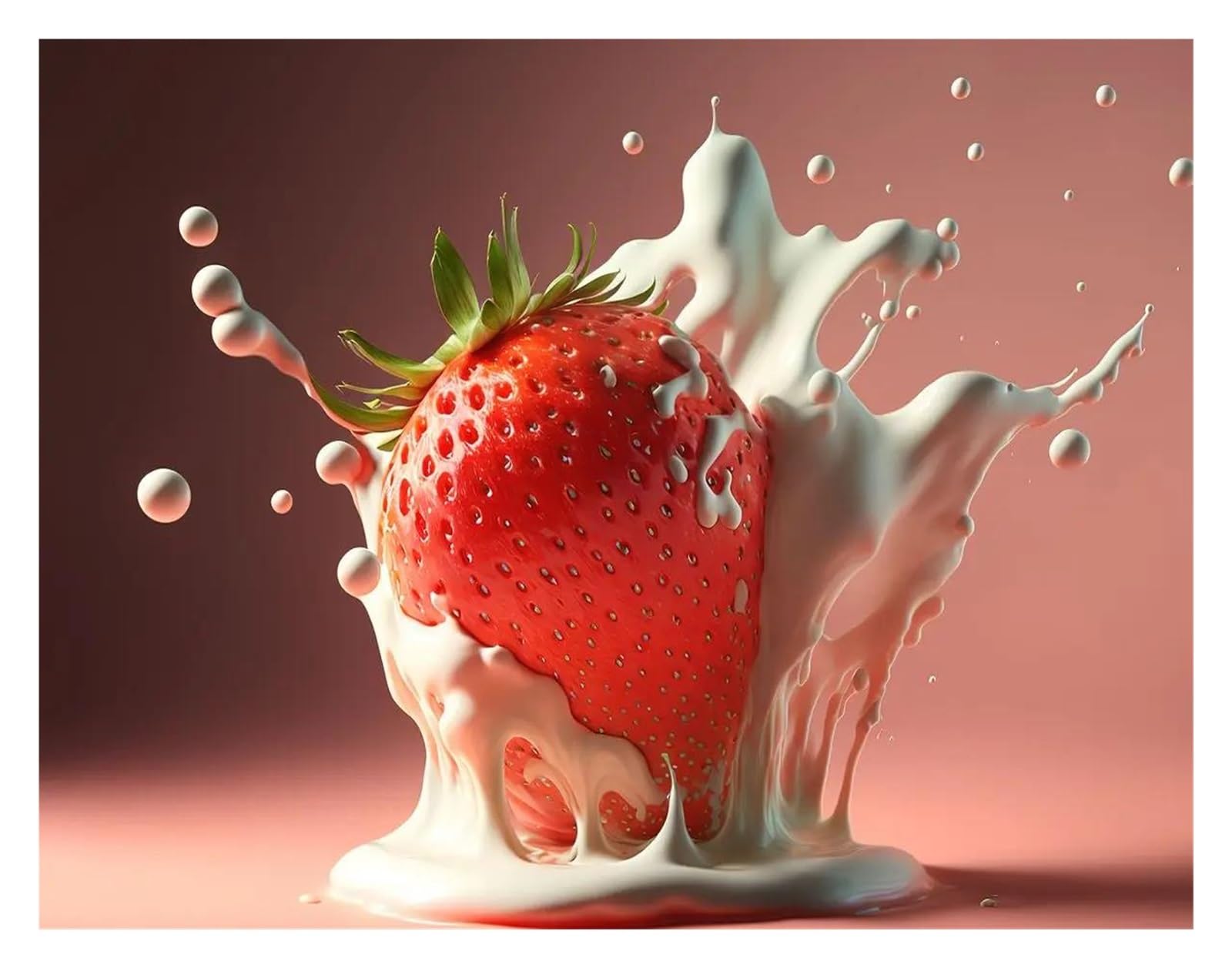 Affiche abstraite de jus de fraises rouges en peinture sur toile 50x70