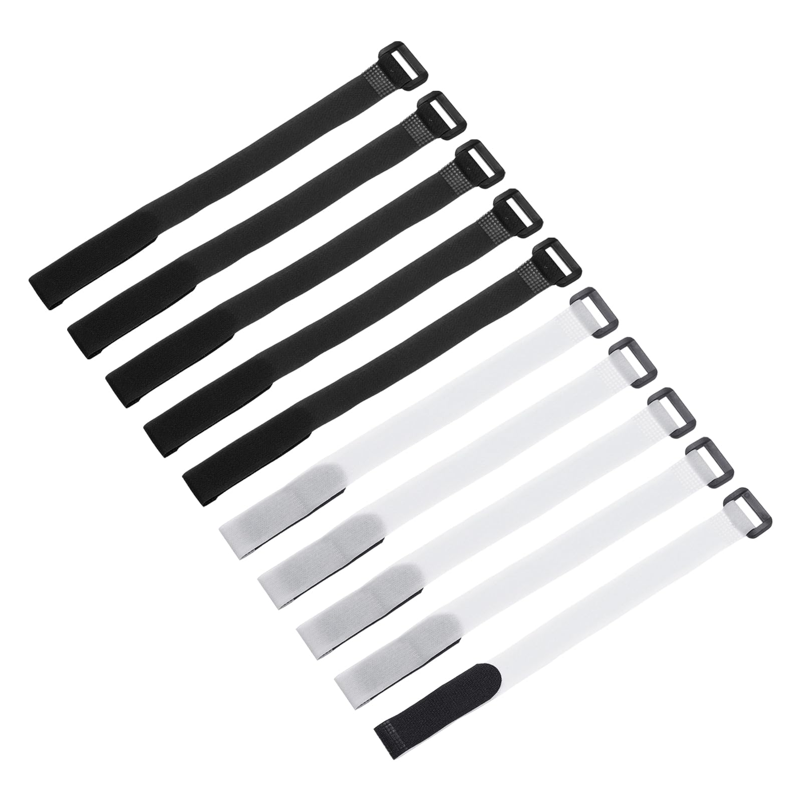sourcing map 10 Pcs Reusable Battery Tie Down Straps 20mm x 20cm Nylon Multipurpose Battery Hold Down Adjustable Cinch Strap Hook Loop Fastening Tie for FPV RC Drone Boat Car, Black/White
