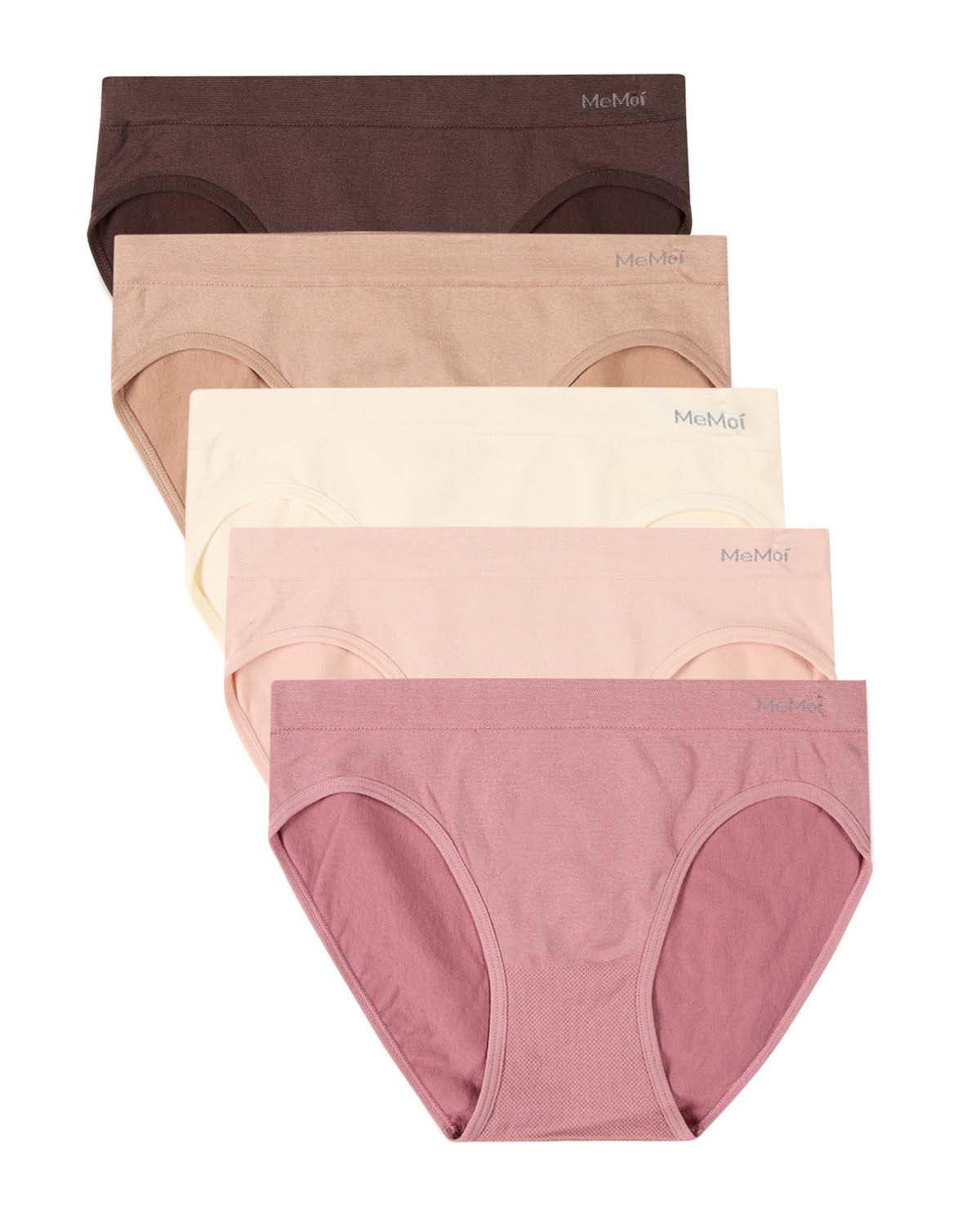 MeMoi Women's Seamless Bikini Panties 5 Pack, No Show Underwear
