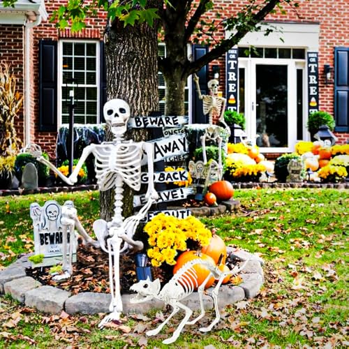54Ft-Halloween-Life-Size-Human-Skeletons-with-Cat-Skeleton-Plastic-Human-Realistic-Poseable-Skeletons-Full-Body-Bones-with-Movable-Joints-for-Halloween-Props-Spooky-Party-Decoration 54Ft Halloween Life Size Human Skeletons with Cat Skeleton Plastic Human Realistic Poseable Skeletons Full Body Bones with Movable Joints for Halloween Props Spooky Party Decoration