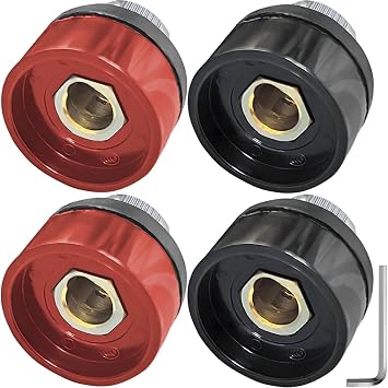 DKZ10-25 Cable Panel Connector Socket for TIG Welding Torch 200Amp for Dinse-Style Quick Fitting Replacement Parts Universal Cable Panel Plug Socket Accessories Kit Black & Red