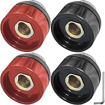 DKZ10-25 Cable Panel Connector Socket for TIG Welding Torch 200Amp for Dinse-Style Quick Fitting Replacement Parts Universal Cable Panel Plug Socket Accessories Kit Black & Red
