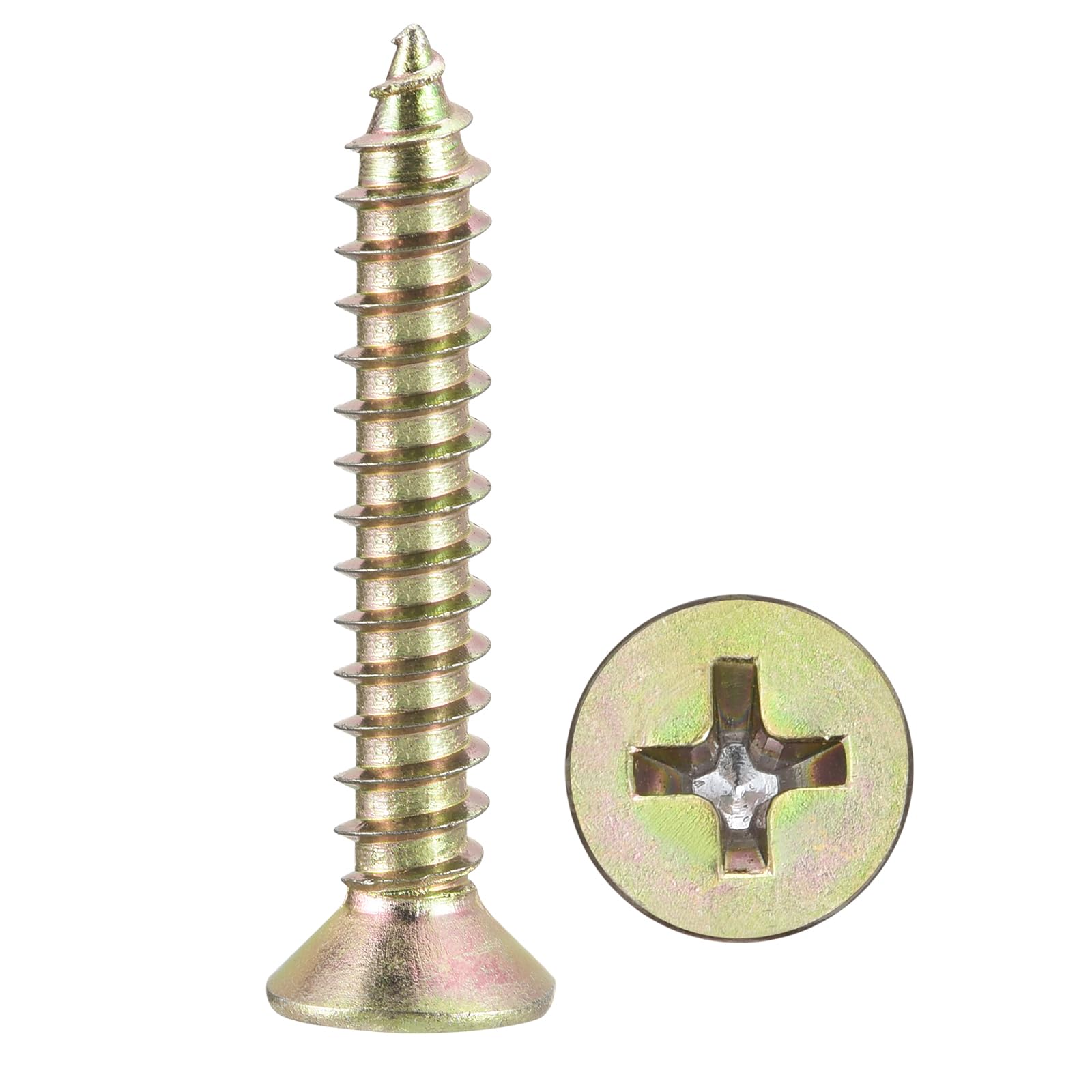 METALLIXITY Countersunk Phillips Wood Screws (#7x1-1/4") 200Pcs, Carbon Steel Coarse Thread Phillips Drive Flat Head Wood Screws - for Furniture Installation Repair, Color — image 1