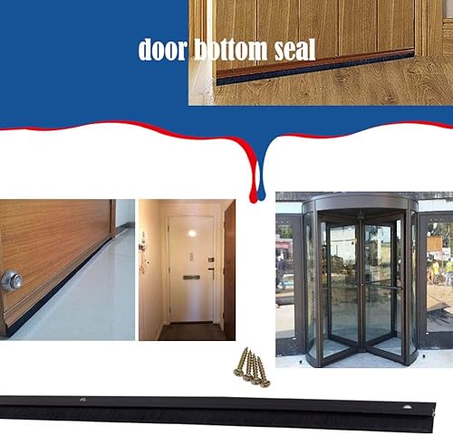 Miniatura 5 de YXQ Barrido inferior del cepillo de puerta (2.5 pulgadas de ancho x 36.5 pulgadas de largo) con soporte de aleación de aluminio marrón en forma de H