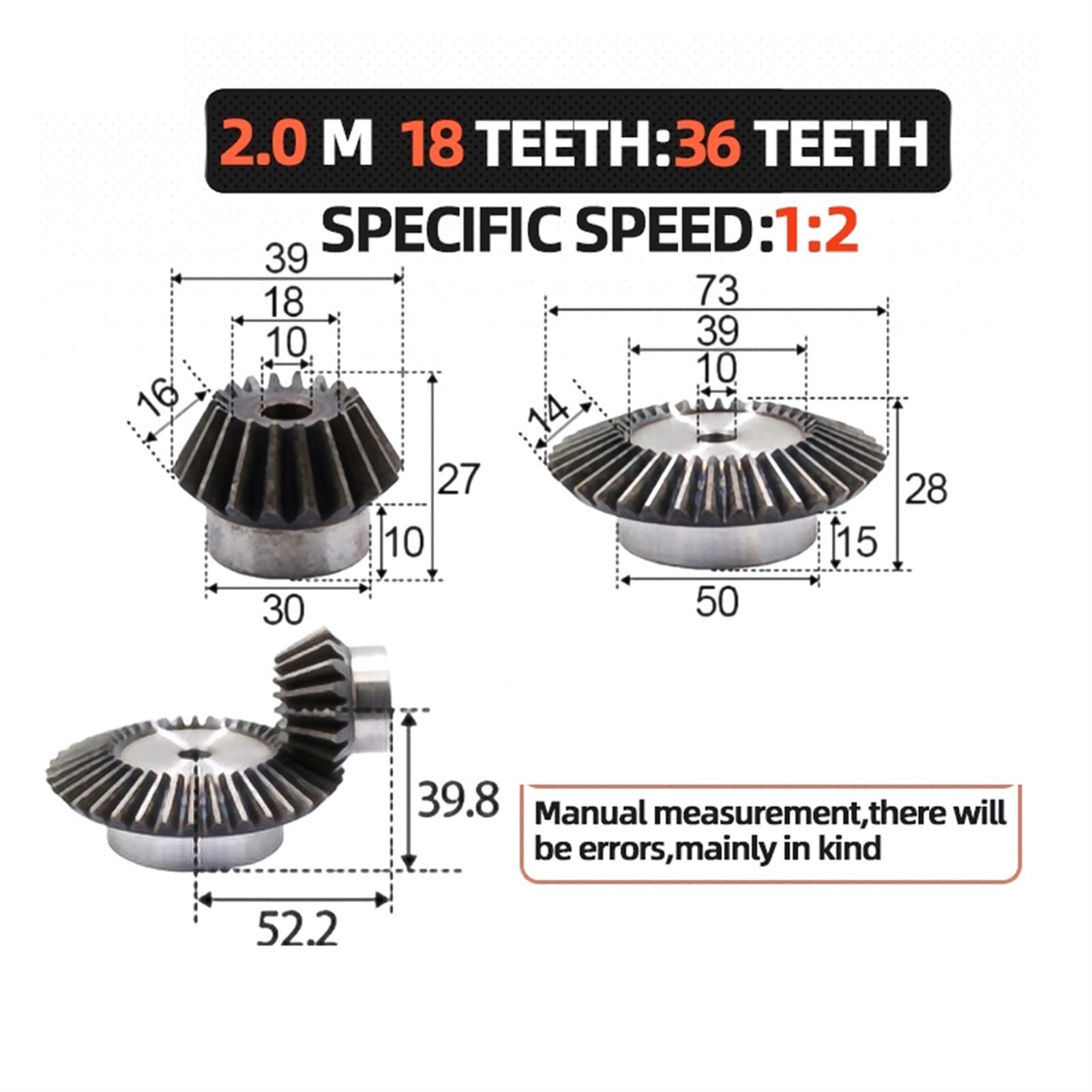 Ingranaggio Conico Ruota Conica Ingranaggio Modulo 1.5 - 15/30 Denti, Rapporto 1:2, Foro 5-15 Mm, Per Modellismo O Meccanica Ingranaggio Conico Per Trasmissioni - Foto 2