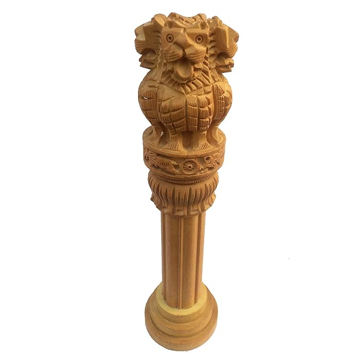 Buy Al Johra 8" Wooden Ashoka Pillar (Lion Capital of Ashoka) Showpiece