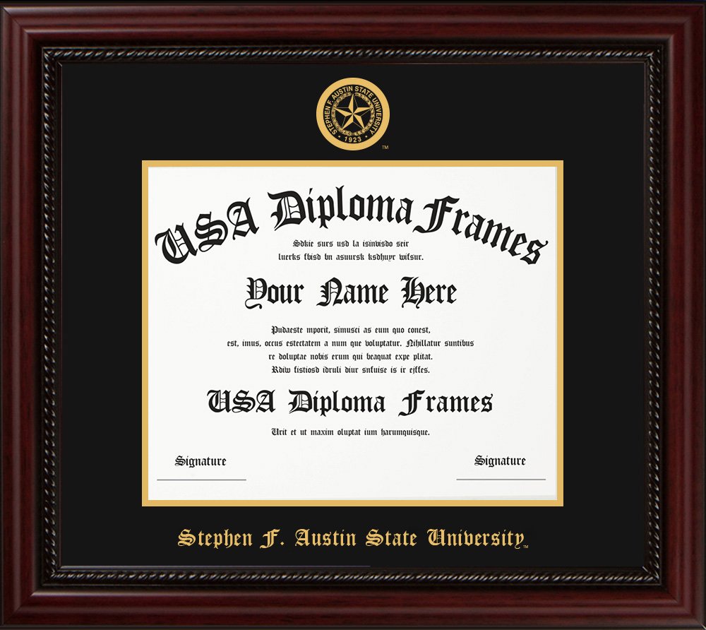 Stephen F. Austin University Diploma Frame - Executive Cherry Rope Frame with Black Suede Mat