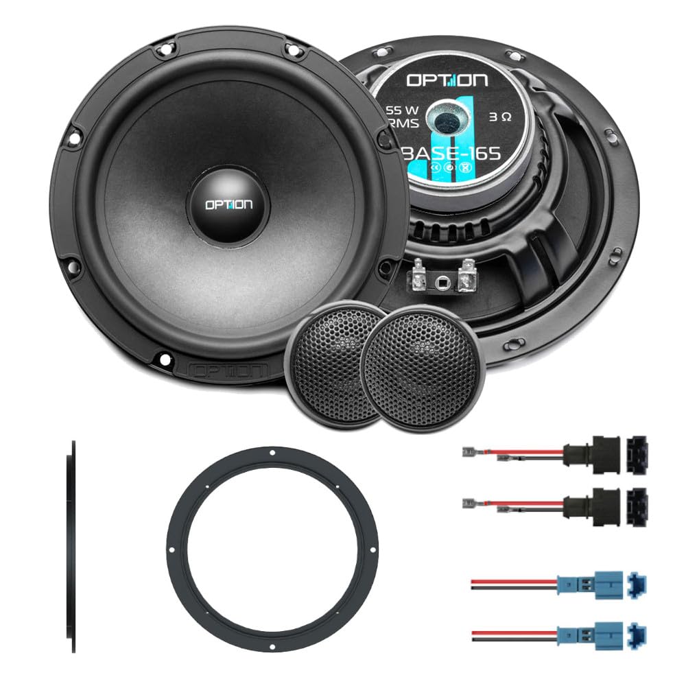 Option Juego de altavoces de 16,5 cm compatible con Mercedes Sprinter W907 Transporter, autocaravanas, autocaravanas, sistema frontal de 2 vías con tweeter de 20 mm, 55 WRMS, 3 ohmios, alta eficiencia