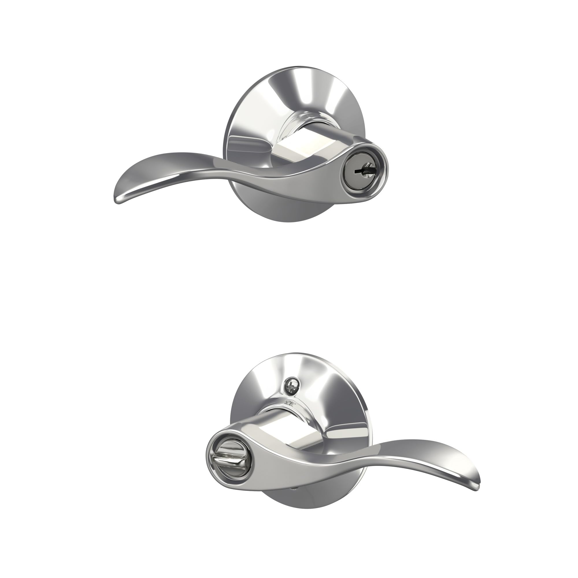 SCHLAGE F51A ACC 625 Accent Keyed Lever, Bright Chrome Bright Chrome Keyed Entry Standard