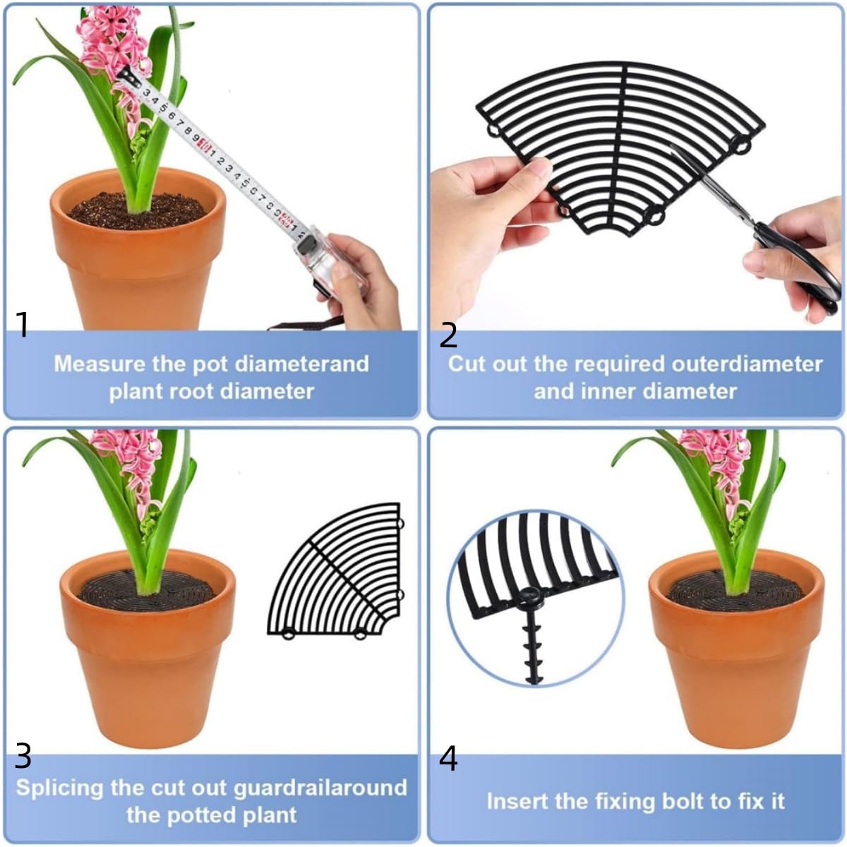 Grille Protection Plante,2 pièces 30 cm Protections de Sol pour Pot de Fleurs,grilles pour Pot de Fleurs,Protection Contre Les Chats,Les Enfants,Les Animaux domestiques