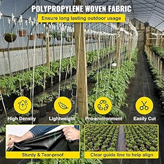 VEVOR 3FTx300FT Premium Weed Barrier Fabric Heavy Duty 3OZ, Woven Weed Control Fabric, High Permeability Good for Flower Bed, Geotextile Fabric for Underlayment, Polyethylene Ground Cover