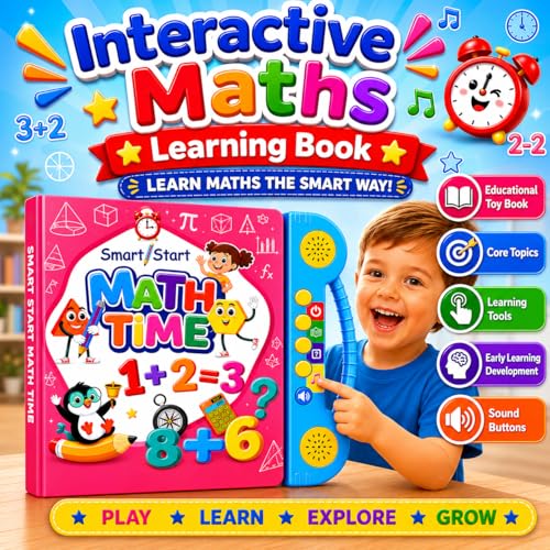 Image of Braintastic Math Time Interactive Sound Book for Kids | Educational Learning Book with Sound Buttons | Numbers, Shapes, Time, Addition & Subtraction Learning Toy for Toddlers & Preschool Children