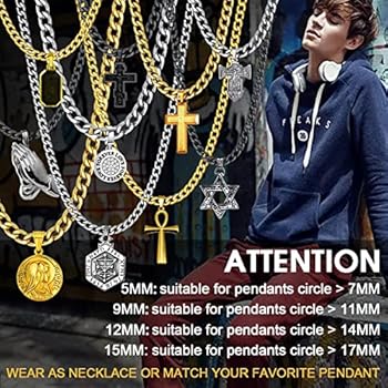 ChainsHouse Cubaanse ketting van roestvrij staal voor dames en heren, pantserketting, 5/9/12/15 mm breed, keuze uit verschillende maten (36 cm-76 cm), 35, 6 cm