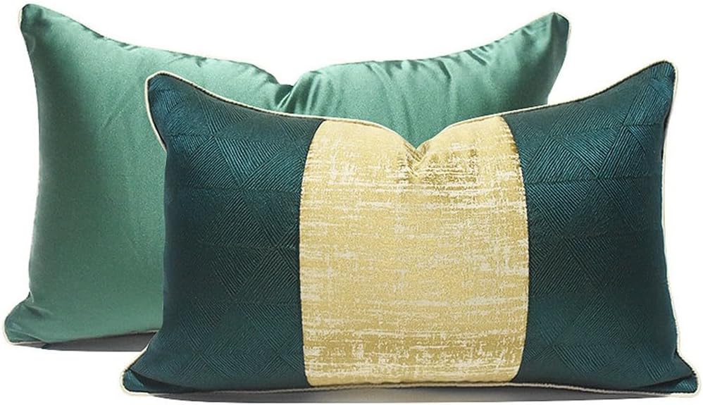 HBJWOV Hotel Chinese Green Splicing Sofa Pillow Case Model Room Exhibition Hall Place Home Cover(30 * 50CM)