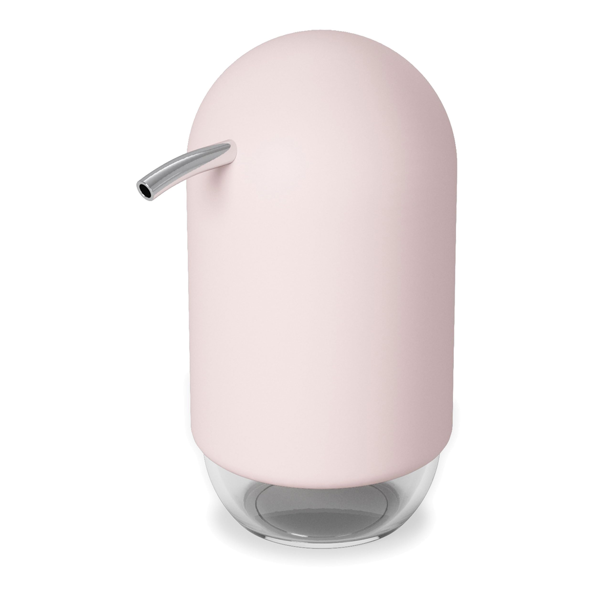 UmbraTouch Liquid Soap Pump Dispenser-Modern Plastic Container For Bathroom, Kitchen-Can Be Placed On Countertop-Wide Mouth For Easy Refilling, Blush Pink
