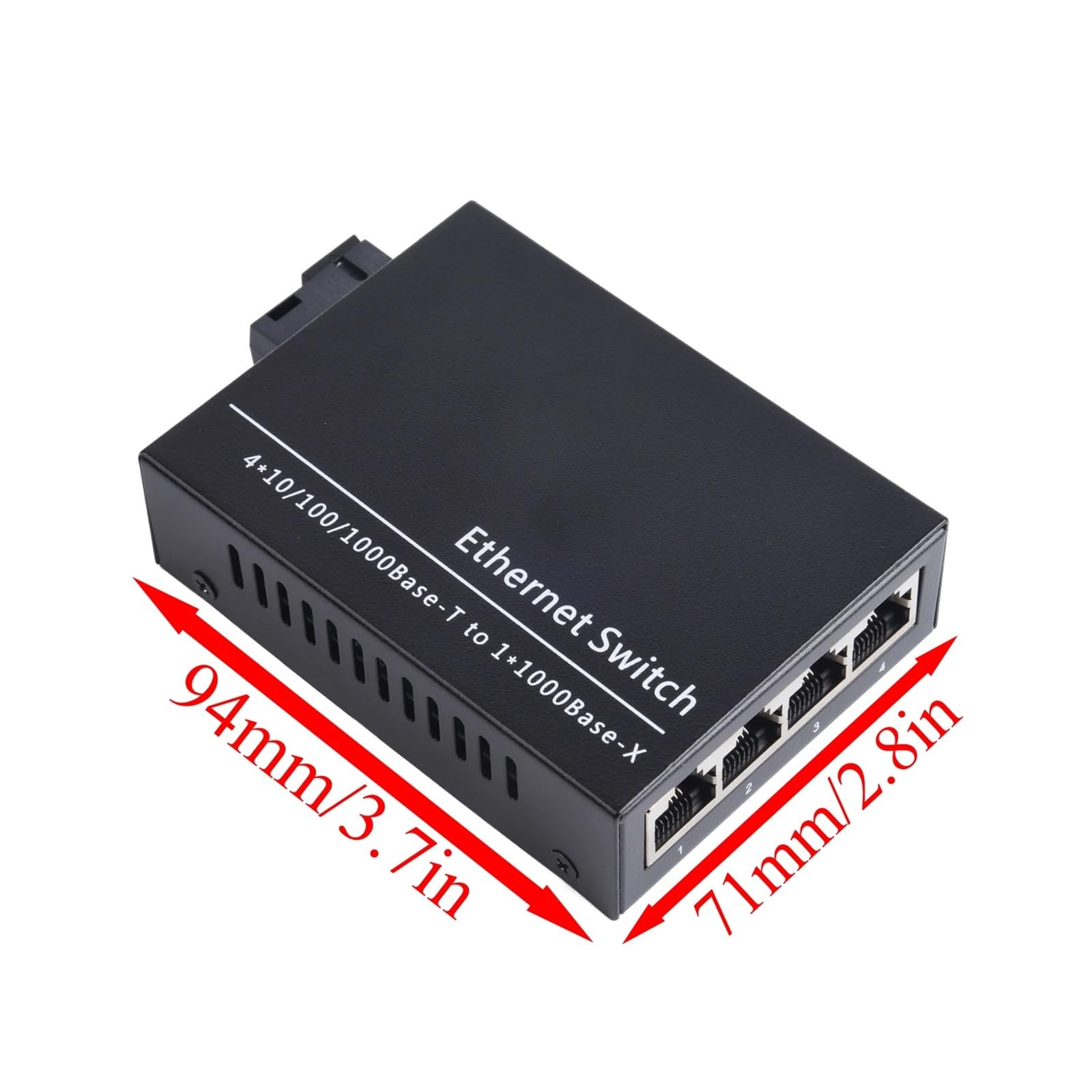 1 paire de convertisseur de média fibre optique Gigabit monomode 1 cœur à 4 ports RJ45 UPC/SC alimentation américaine(1000M Converter)