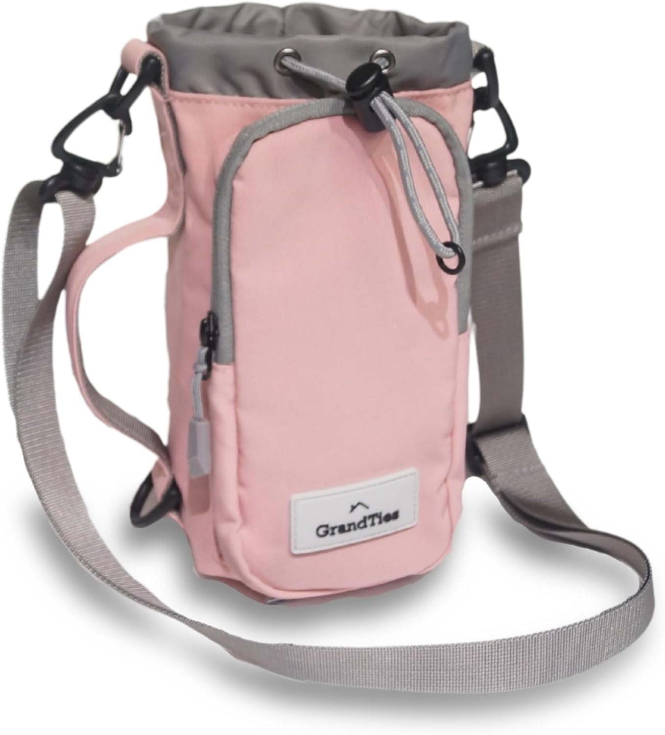 GRANDTIES Water Bottle Holder with Strap 24 32 40 oz Insulated Water Bottle Carrier Sling Bag, Large, Crossbody and Hands-Free, with Phone Pocket for Hiking, Outdoor Camping, Gym (Pink)