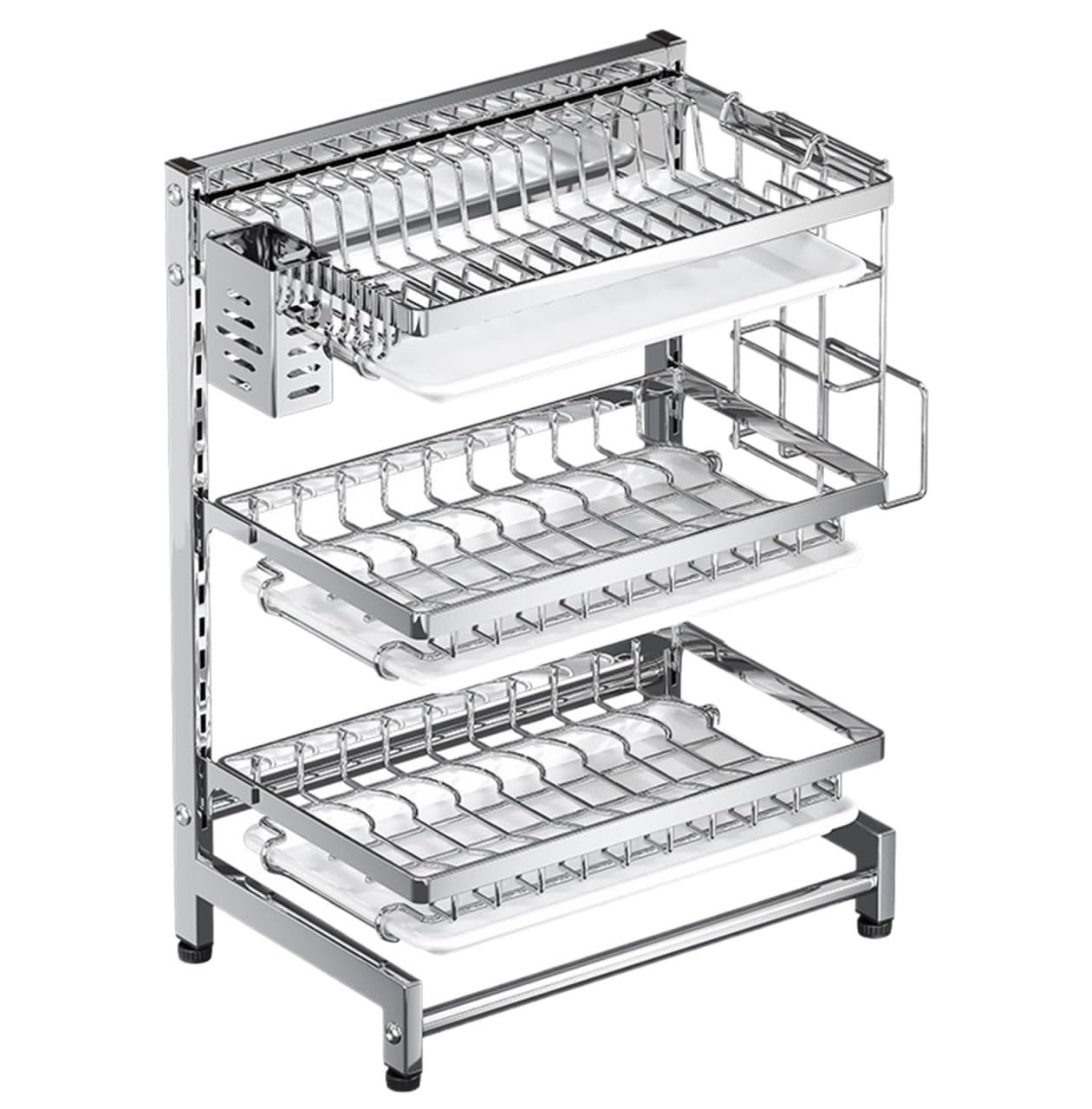 HADECOLL Dish Drainer,Dish Rack 3 Tier 304 Stainless Steel Dish Drainer For Kitchen Supplies Countertop Storage Shelf Easy Dish Organization