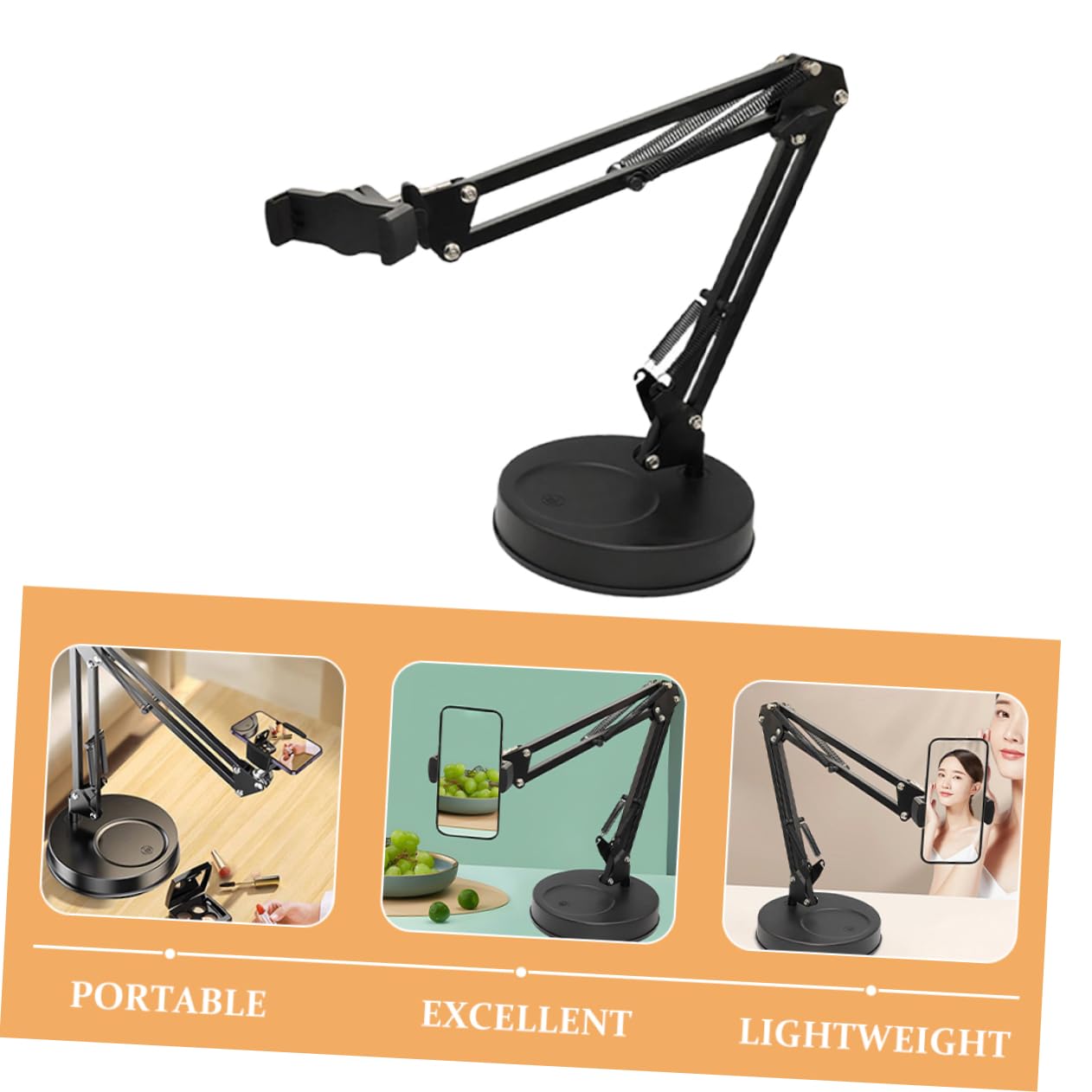 EXCEART Soporte para Teléfono Móvil Extensible Soporte para Teléfono Portátil de Escritorio Pesada para Fotos y Grabación de Videos