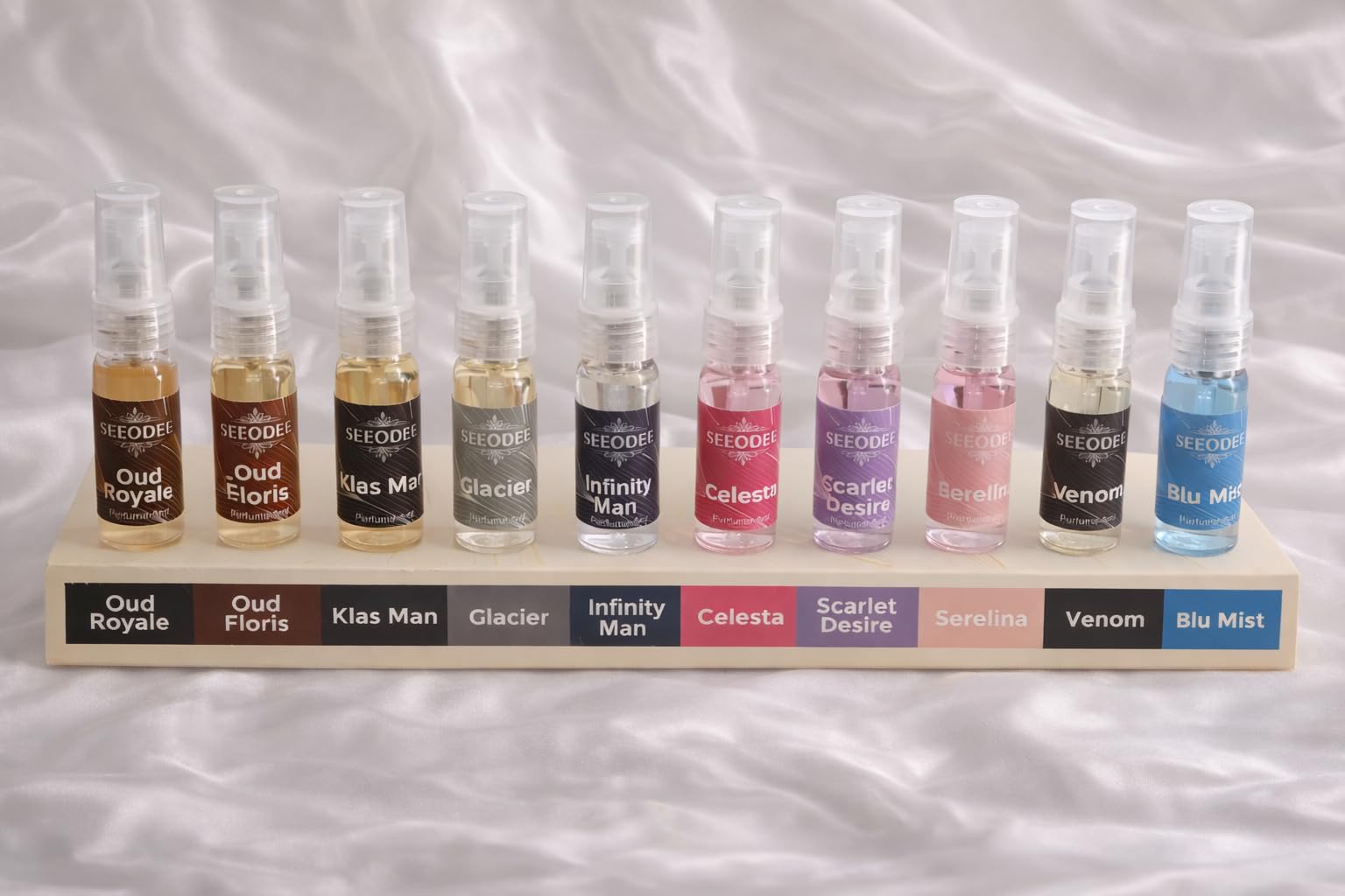 Luxury Unisex Perfume Gift Set | 10 x 5ml Mini Eau De Parfum Combo | Oud Royale, Oud Floris, Klas Man, Glacier, Infinity Man, Celesta, Scarlet Desire, Serelina, Venom & Blu Mist | Long Lasting Fragrance Set-picture-17