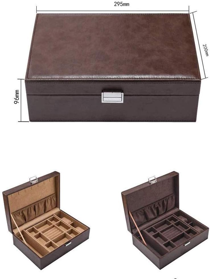 ジュエリーボックス - 革の二重宝石箱時計宝石ブレスレットストレージコレクションボックス（色：E）