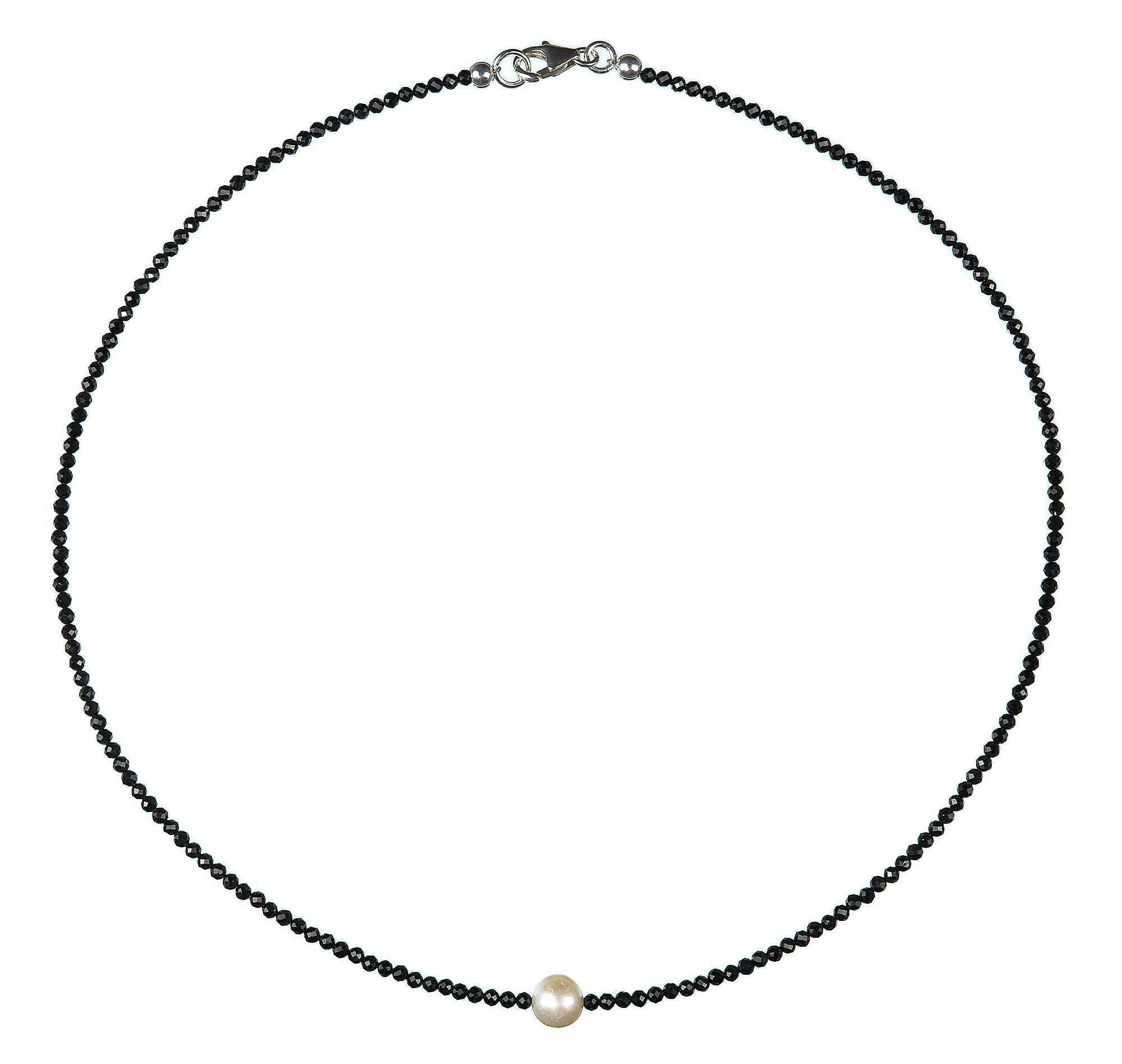 Spinell Perle Kette 925 Silber schwarze Halskette