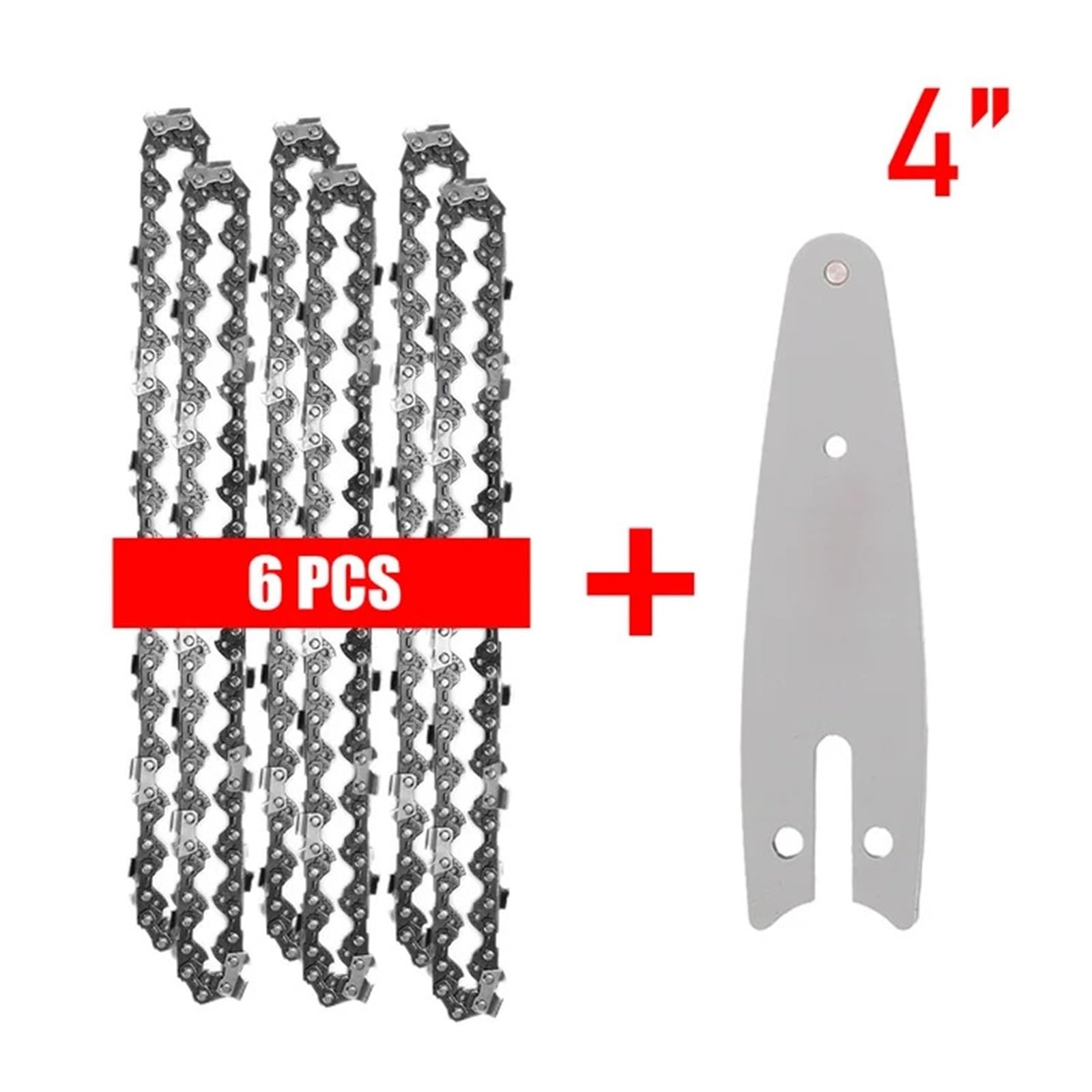 Juego de Cadena y Placa guía de 4 Pulgadas/6 Pulgadas for Mini Motosierra, Repuesto de Cadena de Sierra eléctrica inalámbrica, Cadenas for Cortar Ramas de Madera.
