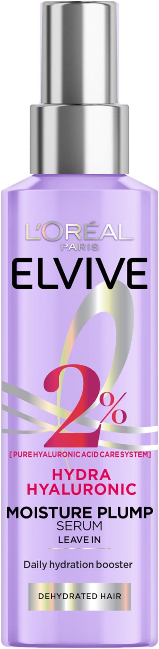 LโOreal Hair Serum, By Elvive Hydra Hyaluronic Acid Spray, Infused With 2% Care Complex, Weightlessly Coats Hair For 72 Hours Hydration, Anti Frizz, 150ml