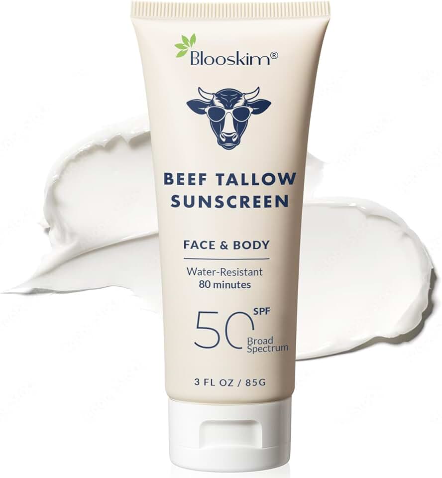 Beef Tallow Sunscreen SPF 50: Natural Tallow & Zinc Oxide Sunblock Cream for Face & Body - Sun Protection with Non Greasy Formula 