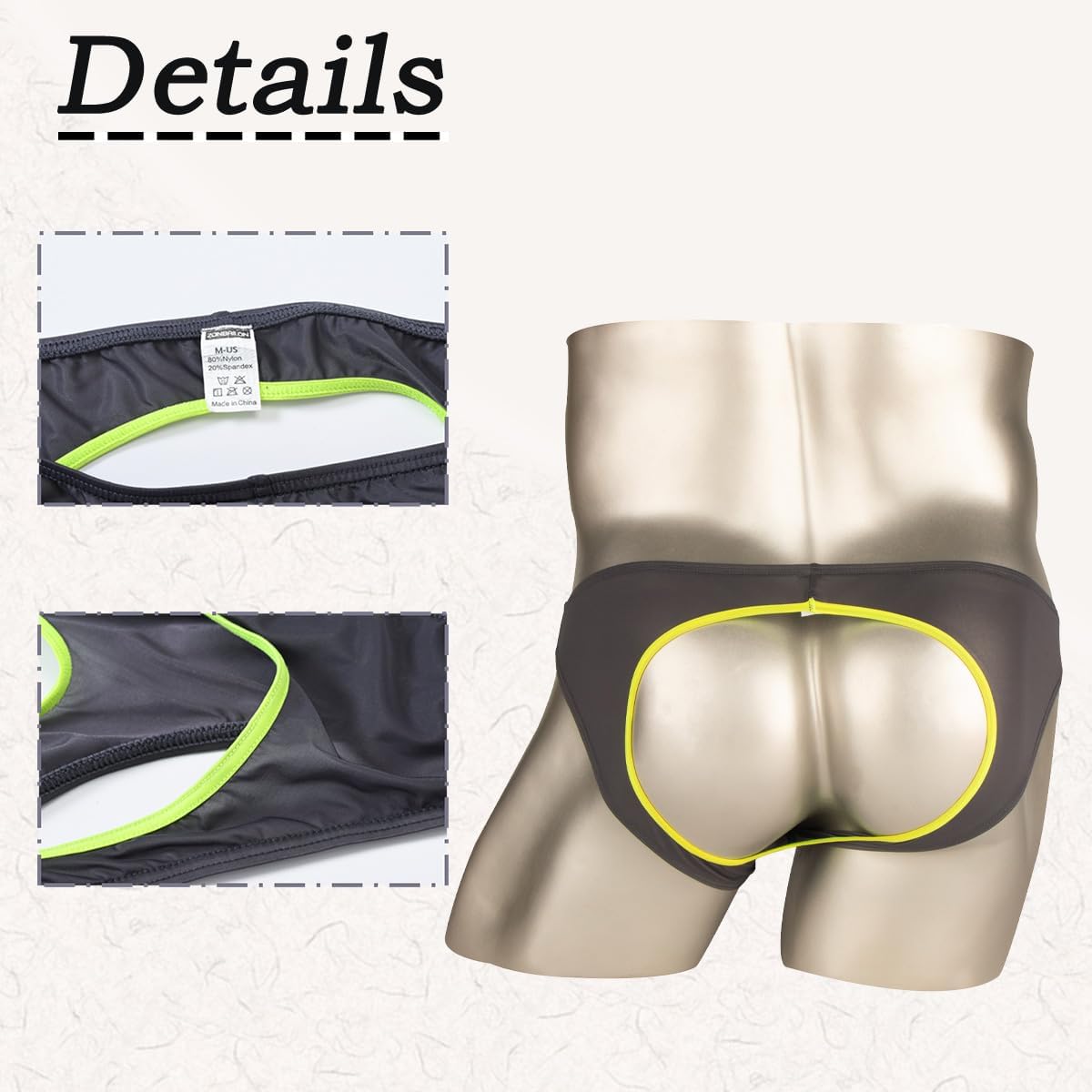 JINSHI Men's Sexy Silk Underwear Open Front Stretch Briefs Male See Through Sheer Ultra-Thin Breathable Briefs