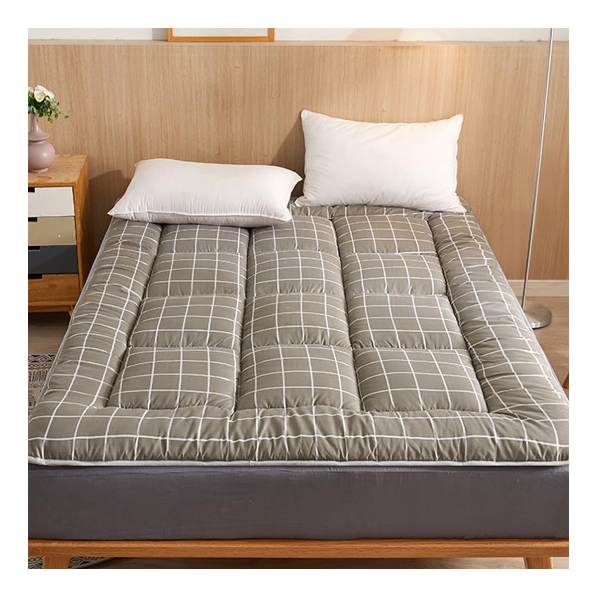 OBONG Extra Thick Down Feather Filled Mattress Pad California King Size Soft Featherbed Mattresses Topper Breathable Medium Support Futon Mattress (Color : E, Size : Emperor-200 * 220cm)