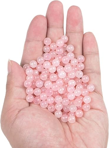 Miniatura 2 de Bymitel - 210 cuentas de cristal natural, piedras preciosas redondas energéticas y curativas sueltas con cordón elástico para hacer joyas, pulseras