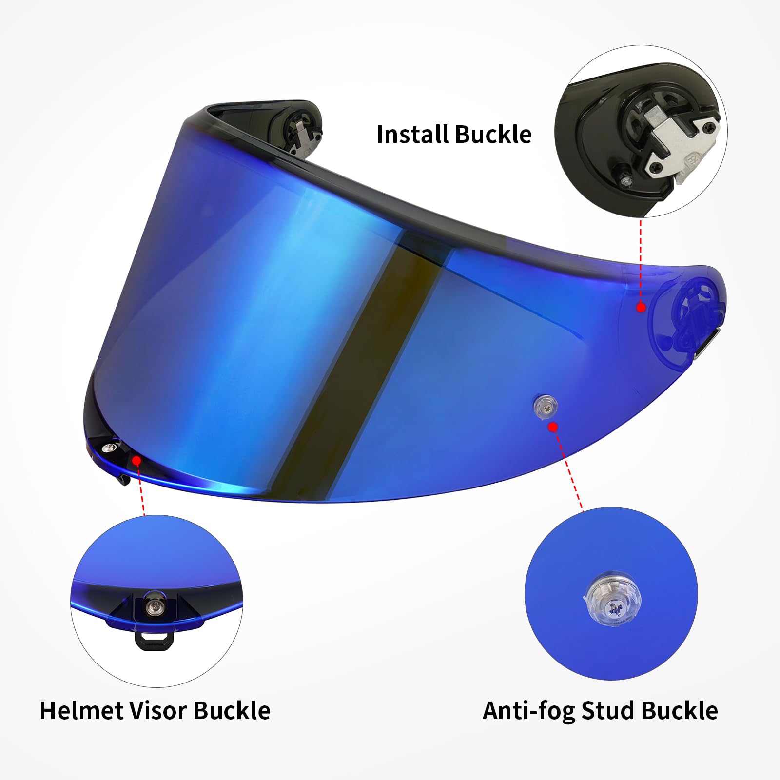 MXJ Gear K6 Helmet Visor for K6/K6s Visor Helmet Face Shield Helmet Accessories Replacement (Chrome Blue)