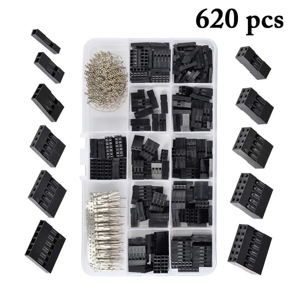 Dupont Set 620 Connettori 2,54 mm JST SM Femmina Crimpatrice