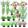 OMIGA 18 Pezzi Piante Artificiali Acquario Ornamenti kit Piante di Plastica per Acquari Aquarium Plants Fish Tank Decorations per Tutti i Pesci e Animali Domestici (9 Stili)