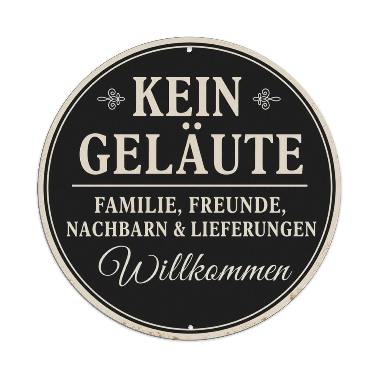 Vintage German No Doorbell Round Door Sign Vintage Aluminium Metal Sign, Retro Wall Decor for Home, Bar, Garage & Farmhouse 20x20cm