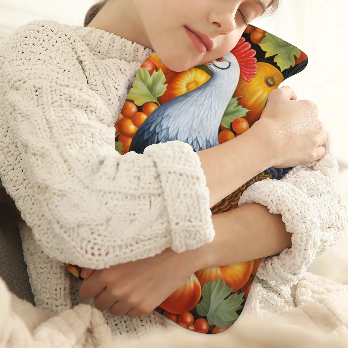 Hot Water Bottle with Soft Cover,2L Turkey Pumpkin Hot Water Bag for Hot and Cold Compress, Hand Feet Warmer, Maple Leaf Pumpkin Rubber Hot or Cold Water Bottle Halloween Christmas Decorations