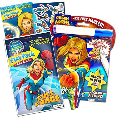 Marvel Captain Marvel Ultimate Coloring Book Bundle - 2 Pack Captain Marvel Activity Set with Captain Marvel Mess-Free Coloring Book and Captain Marvel Play Pack (Captain Marvel Party Supplies)