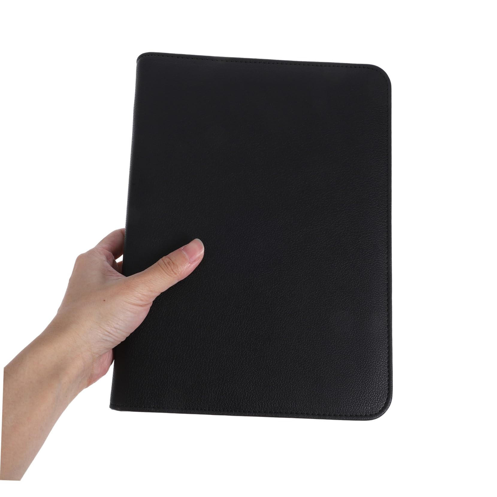 Carpeta Portadocumentos de Pu Negro Gran Capacidad y Cierre de Cremallera, Organizador Profesional para Documentos y Papelería en Oficina