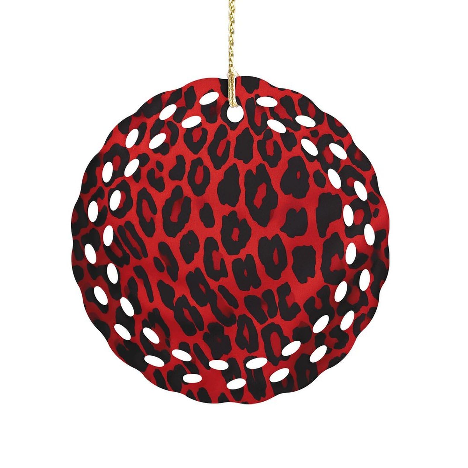 Wsoihfec Women's Style Red Leopard Pattern Hanging Ornament 3 Inch Round,1-Pack,Xmas Decor -Two-Sided Printed,Friend Ornament Gifts For Friends Coworker Sisters